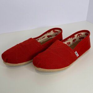 TOMS Alpargata Flat Red Heritage Canvas Loafer Women's Size 8‎